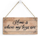 SENJIAN Rustic Family Quote Wood Decor Sign, Home is Where My Boys are Printed Wood Sign Wall Art, Hanging Door Sign, Decorative Wood Sign Home Decor 6" x 12" by CozyNest Decor