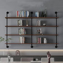 Industrial Pipe Wall Shelves Pipe Shelving with Real Wood Plank,60 Inches Floating Shelves for Wall Farmhouse Pipe Book Shelves Dark Brown 4 Tier for Kitchen,Living Room Decor and Bar Shelving by CozyNest Decor