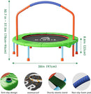 CLORIS 38in/48in Folding Trampoline - Max Load 220lbs / 450lbs Mini Trampoline Rebounder Trampoline for Adults with Adjustable Foam Handle, with safty Padded Cover Best Gift for Kids/Adult by TinyTreasures Baby Boutique
