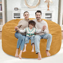 5FT Bean Bag Chair, Large Bean Bag Chairs with Memory Foam Filled, Fluffy Beanbag Sofa with Dutch Velvet Cover, Round BeanBag Chairs for Living Room, Playroom - Mustard by TinyTreasures Baby Boutique