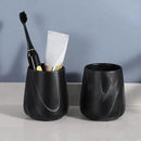 2Pcs Toothbrush Holder for Bathroom - Marble Black Ceramic Tooth Brushing Holders Set, Toothbrush Cup & Toothpaste Organizer for Bathroom Countertop, Makeup Brush Holder, Pen Holder for Home Storage by CozyNest Decor