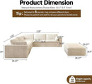 118" 6-Seater Cloud Sofa,Modular Sectional Couch with Ottoman,Modern Deep Seat Upholstered Couches with Plush Corduroy Fabric for Living Room Furniture,Bedroom and Apartment,No Assembly Required,White by CozyNest Decor