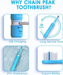 Kids Sonic Electric Toothbrush, Rechargeable Smart Toothbrush for Children Toothbrush for Toddlers Boys Girls Age 3-12 with 30s Reminder, 2 Mins Timer, 6 Modes, 6 Brush Heads, Wall-Mounted Holder by TinyTreasures Baby Boutique
