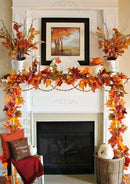 DearHouse 2 Pack Fall Garland Maple Leaf, 5.9Ft/Piece Hanging Vine Garland Artificial Autumn Foliage Garland Thanksgiving Decor for Home Wedding Fireplace Party Christmas (Orange) by CozyNest Decor
