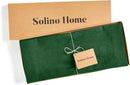 Solino Home Linen Pine Green Table Runner 120 Inches Long - 100% Pure Linen 14 x 120 Inch Table Runner for Fall, Autumn, Thanksgiving - Fete by CozyNest Decor