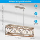 XINGQI Kitchen Island Chandelier for Dining Room Modern Farmhouse Rectangle Pendant Lighting Fixture Vintage Linear Hanging 4-Light Rustic Living Room, Antique Brushed Nickel and Wood Grain Finish by CozyNest Decor
