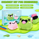 Crochet Kit for Beginners - Frog Family Crochet Kits with Step-by-Step Video Tutorials, Beginner Crochet Kit for Adults and Kids, 2 PCS Frogs and 3 PCS Tadpoles Crocheting Set by TinyTreasures Baby Boutique