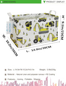 LANGYASHAN Rectangular Storage Bin Collapse Canvas Fabric Cartoon Storage Basket with Handles for Organizing Home Kitchen Boys and Girls Toys Office Closet Shelf Baskets (Rec Engineering Vehicle) by TinyTreasures Baby Boutique
