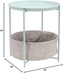 Amazon Basics Round Storage End Table, Side Table with Cloth Basket, Mint Green/Heather Gray, 18 in x 18 in x 19 in by CozyNest Decor