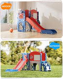 YUFU 12 in 1 Kids Slide for Toddlers, Toddler Slide Playset with Golf, Drawing Board, Climber, Basketball Hoop and Storage Space, Indoor Outdoor Toddler Playground for Kids Age 1-3 (Blue Red) by TinyTreasures Baby Boutique