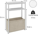 Narrow Side Table, Slim End Tables with Fabric Basket, Skinny Table for Small Spaces, Thin Bedside Table for Living Room, Bedroom (1, White + Camel Brown) by CozyNest Decor