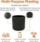 Amazon Basics Fluted Ceramic Round Planter, 10-Inch, Black by GreenHaven Gardens