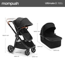 Mompush Ultimate 2 Baby Stroller for Infant and Toddler with Newborn Mode and Reversible Seat, All-Terrain Stroller with All-Wheel Suspension, Includes Car Seat Adapter and Large Storage Basket by TinyTreasures Baby Boutique