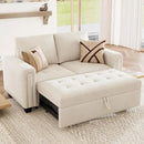 Belffin Modular Sectional Sleeper Sofa with Pull Out Couch Bed Modular Sleeper Loveseat Sectional Sofa Velvet Fabric for Living Room Apartment Beige by CozyNest Decor
