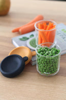 BEABA 2 Pack Glass Baby Food Jars with Soft Silicone Air Tight Lids, 8 oz Glass Storage Containers with Lids, Microwave and Freezer Safe Containers, Midnight by TinyTreasures Baby Boutique