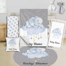 Custom Crib Bedding Set - Elephant Design Personalized Name Baby Nursery Bed 3 Pcs Set - Chic Soft Blanket with Dotted Backing, Sheet, Pillowcase for Newborn Girls Boys Gifts Color17 by TinyTreasures Baby Boutique