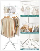 SONGMICS 2-Tier Clothes Drying Rack, 72-Inch Folding Laundry Drying Rack with 3 Rotatable Arms for Hangers, 24 Clips, Stainless Steel, for 27 Pieces of Clothes, White and Silver ULLR512W01 by TinyTreasures Baby Boutique