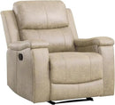 EBELLO Recliner Chair, Single Overstuffed Sofa Recliner, Breathable Faux Leather Manual Reclining Chairs with Hidden Cup Holder, Arm and Back for Adults, Living Room, Bedroom, Beige by CozyNest Decor