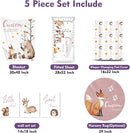 Personalized Baby Crib Bedding Set for Baby Girls, Fox Sika Deer Pattern Custom Name Baby Crib Sets 5-Pcs, Toddler Double Layer Blanket Fitted Sheets Changing Pad Cover Rug Wall Art Set by TinyTreasures Baby Boutique