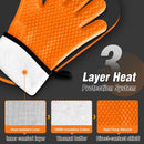 Walfos Silicone BBQ Gloves - Heat Resistant Grilling Gloves, Premium Non-Slip Kitchen Oven Mitt with Protective Cotton Layer Inside, Waterproof, Great for Grilling, Kitchen and Cooking, Orange by GreenHaven Gardens