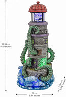 Lighthouse Attack Kraken Theme Spooky Halloween Village Multi-Color LED Lights, Animated Rotating Food Light and Music 6" x 5.5" x 12" by CozyNest Decor