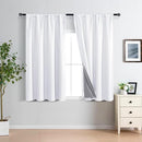 XWZO 100% Blackout Curtains with Tiebacks- 2 Thick Layers Completely Shaded Window Treatment Thermal Insulated Lined Rod Pocket Drapes for Bedroom/Laundry Room, White, W52 x L45, Set of 2 Panels by TinyTreasures Baby Boutique