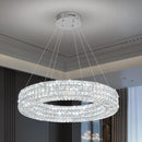 Dia 24" Modern Crystal Chandelier Silver Ring Chandelier Adjustable Height Luxury Crystal Pendant Ceiling Light Fixture for Dining Living Room Bedroom by CozyNest Decor