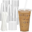 100 Pack - 20 oz Clear Plastic Cups with Lids and Straws, Sturdy & Food Safe Iced Coffee Cups with lids, Disposable Plastic Smoothie Cups for Cold Drinks by TinyTreasures Baby Boutique