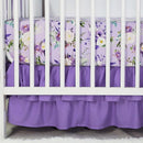 Crib Bedding Set for Girls, Purple Baby Crib Bedding Set 4 Piece, Baby Girl Nursery Bedding Set Including Comforter, Fitted Crib Sheet, Crib Skirt, Diaper Stacker, Floral by TinyTreasures Baby Boutique