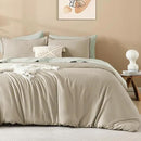 Litanika Oatmeal Comforter California King Size, 3 Pieces Cal King Lightweight Solid Bedding Comforter Set, All Season Fluffy Bed Set (104x96In Comforter & 2 Pillowcases) by CozyNest Decor