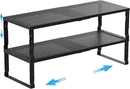 Expandable Spice Rack Kitchen Cabinet Shelf Organizer, Stackable Storage Shelves Racks, Adjustable Counter Shelving for Cabinets, Countertop, Cupboard,Pantry and More(2Packs/Black/Medium) by CozyNest Decor
