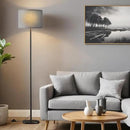 Ambimall 60'' Modern Floor Lamp with Shade, Tall Lamps for Living Room, Bedroom, Office, Dining Room, Linen Grey Shade with Black Pole(Without Bulb) by CozyNest Decor