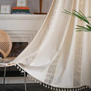 Sutuo Home Boho Curtain Crochet Lace Patchwork Semi-Blackout Bohemian Handmade Tassels, Rod Pocket Window Treatment Vintage Rustic Farmhouse Drapes for Bedroom, 1 Panel 59" W x 96" L, Beige by CozyNest Decor