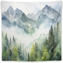 HZOHNAGO Mountain Tapestry Misty Green Forest Mountain Pattern Printed Wall Tapestry Wall Hanging for Bedroom Living Room Dorm 60" W x 60" H by CozyNest Decor