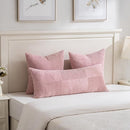 Fancy Homi 2 Packs Blush Pink Euro Decorative Throw Pillow Covers 26x26 Inch for Couch Bed Bedroom, Farmhouse Boho Home Decor, Soft Corss Corduroy Patchwork Textured Square Cushion Case 66x66 cm by CozyNest Decor