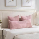 Fancy Homi 2 Packs Blush Pink Decorative Throw Pillow Covers 22x22 Inch for Living Room Couch Bed Sofa, Rustic Farmhouse Boho Home Decor, Soft Corss Corduroy Patchwork Accent Cushion Case 55x55 cm by CozyNest Decor