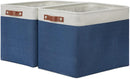 DULLEMELO Large Rectangular Baskets for Storage 16"x12"x12" [2 Pack] Collapsible Storage Baskets for Organizing Closet, Clothes, Toys (White & Blue) by TinyTreasures Baby Boutique