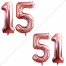 GOER Number 15 Balloons for 15th Birthday Sweet 15 Party Decorations,42 Inch Jumbo Foil Helium 51 Balloons for 51st Birthday Party Decoration (Rose Gold) by TinyTreasures Baby Boutique