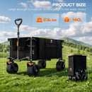 Navatiee Big Wheels Collapsible Wagon Cart Foldable, Heavy Duty Beach Wagon with Silent All-Terrain Wheels, Folding Utility Grocery Cart with Side Pocket and Brakes for Camping Garden Sports, Black by GreenHaven Gardens