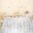 SquarePie Sequin Tablecloth 90 x 156 Inch Silver Sparkly Table Linen for Wedding Party by CozyNest Decor