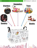 LANGYASHAN Rectangular Storage Bin Collapse Canvas Fabric Cartoon Storage Basket with Handles for Organizing Home Kitchen Boys and Girls Toys Office Closet Shelf Baskets (Rec Simplified Zoo) by TinyTreasures Baby Boutique