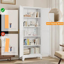71" Tall Metal Pantry Storage Cabinet with Doors and 4 Adjustable Shelves, White Kitchen Food Pantry Cabinets, Tall Freestanding Cupboard for Kitchen, Dining Room or Living Room by CozyNest Decor