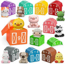 Learning Toy for Toddlers 1 2 3 Year Old, 10 Farm Animal Toys & 10 Barns, Counting, Matching & Sorting Montessori Educational Sensory Toys, Christmas Birthday Easter Gift for Baby Boy Girl 1-3 by TinyTreasures Baby Boutique