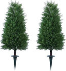 3FT Artificial Cedar Topiary Ball Trees with Ground Spike, 2 Pack UV Resistant Artificial Shrubs, Fake Evergreen Artificial Plant Brush for Indoor Outdoor Front Porch Garden by GreenHaven Gardens