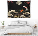 Houselerax Koi Fish Tapestry, Japanese Style Yin Yang Big Wave Cherry Blossom Tapestries Wall Hanging for Bedroom Living Room Office Decor 40"x30" by CozyNest Decor