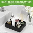 Premium Bamboo Kitchen Drawer Organizer - Set of 2, Stackable Utensils Holder, Storage Box Tray for Kitchen Drawers, Cabinet, Utensil, Silverware, Spatula, Flatware or Makeup, Vanity, Bathroom(Black) by CozyNest Decor