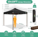 COBIZI 10x10 Pop Up Canopy Tent Heavy Duty with 4 Sidewall, Commercial Outdoor Easy Pop Up Gazebo for Party Wedding All Weather Waterproof UV 50+ with Carry Bag(Leg Upgraded),Black by GreenHaven Gardens