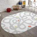 STARUIA Road Traffic Kids Rug Children Playing with Cars Playmat 4x6 Ft, Washable Play Carpet for Kids Playroom, Non-Slip Have Fun Safe Baby Nursery Rug for Toddler Boy's Bedroom Game Room Grey by CozyNest Decor