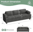 2 Pieces Corduroy Couch Set for Living Room, Black Cloud Sofa, Deep Seat Floor Couch for Bedroom, Futon Modern Sofa Sectional Bed, Black Corduroy by CozyNest Decor