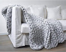 Chunky Knit Blanket Soft Handmade Knitting Throw for Bedroom Sofa Decor Super(Light Gray 40"x40") by CozyNest Decor